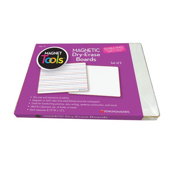 Magnetic Dry-Erase Lined + Blank Board, PK5, Dowling Magnets, Mfr#: 735206